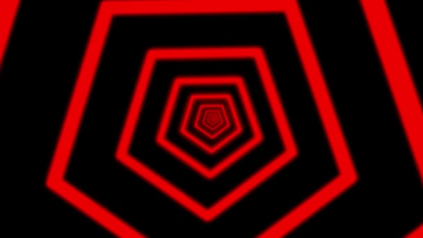Formas Hexágono Néon Vermelho Abstrato Animadas Fundo Preto — Vídeo de Stock