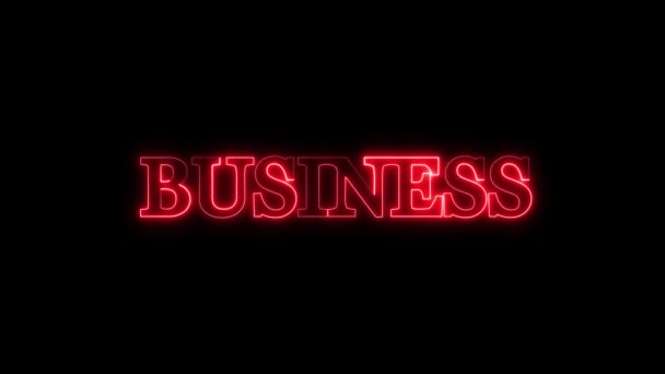 Tanda Neon Dengan Kata Business Bersinar Dalam Animasi Merah Pada — Stok Video