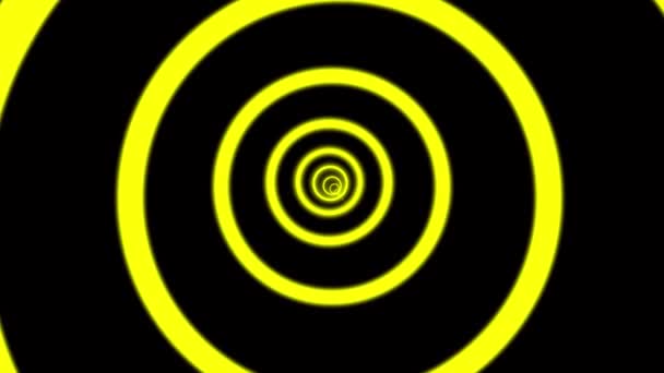 Abstrakte Gelbe Und Schwarze Konzentrische Kreise Animiert Auf Dunklem Hintergrund — Stockvideo