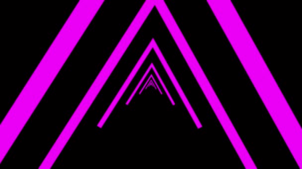 Abstraktní Světla Neonové Trojúhelníky Růžová Barva Smyčka Animace Černém Pozadí — Stock video