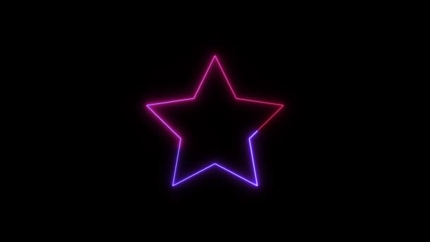 Neon Csillag Ragyogó Rózsaszín Kék Fények Animált Sötét Háttérrel — Stock videók