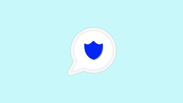 青色背景上的动画安保图标 — 图库视频影像
