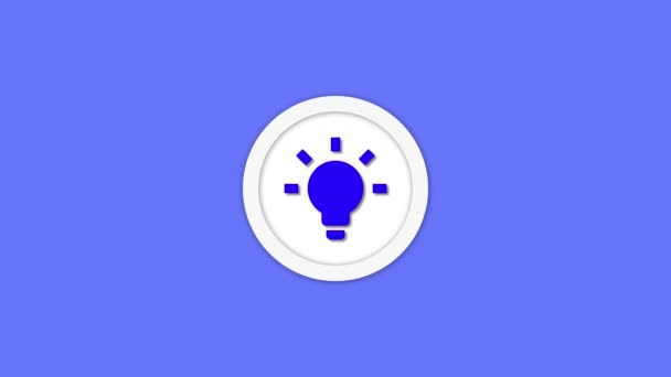 Icône Ampoule Couleur Bleue Animée Sur Fond Bleu — Video