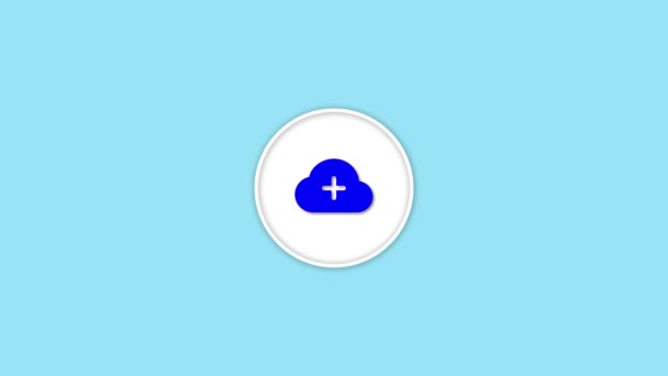 Minimalistisches Wolkensymbol Animiert Auf Blauem Hintergrund — Stockvideo