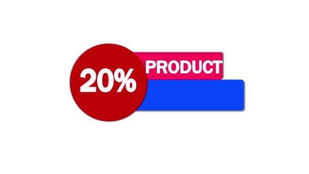 Kleurrijke Product Korting Badge Met Rood Roze Blauw Design Elementen — Stockvideo