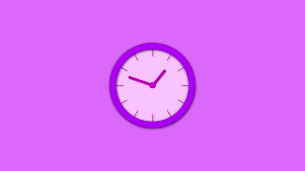 Reloj Analógico Blanco Simple Animado Sobre Fondo Rosa Sólido — Vídeos de Stock