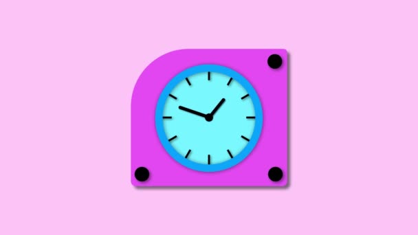 Απλό Λευκό Αναλογικό Ρολόι Κινούμενα Ένα Στερεό Ροζ Φόντο — Αρχείο Βίντεο