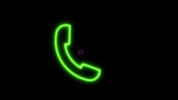 Siyah Arkaplanda Renkli Telefon Ahizesi Simgesi Canlandırıldı — Stok video