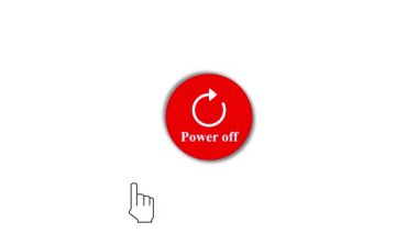 Beyaz arkaplanda kırmızı renk gücü kapatma düğmesi.