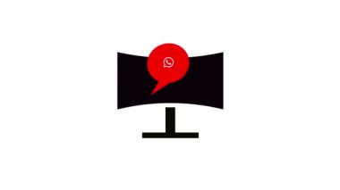 Bilgisayar monitörü beyaz renk arkaplan üzerinde simge canlandırması yapıyor.