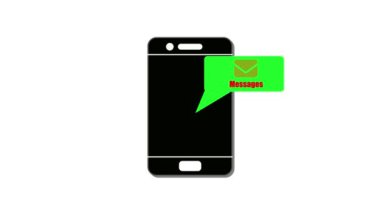 Ekran simgesinde yeşil sohbet baloncuğu olan akıllı telefon canlandırılmış beyaz arkaplan.
