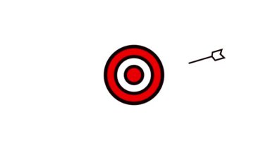 Kırmızı ve beyaz hedef, hedef tahtasında beyaz arka planda bir ok var..