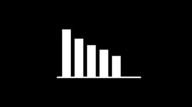 Black background with white animated descending bar graph, minimalist financial concept.