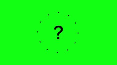 Question icon animated on a green background.