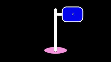 No pedestrian traffic sign animated on a stand with a white background.