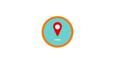 Minimalist location pin icon animated with abstract background.