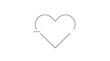 Beyaz arkaplanda siyah renkli bir kalbin canlandırılmış simgesi.