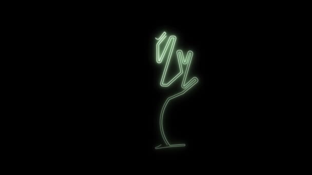 黒い背景にアニメーション化された輝く木のアイコン — ストック動画