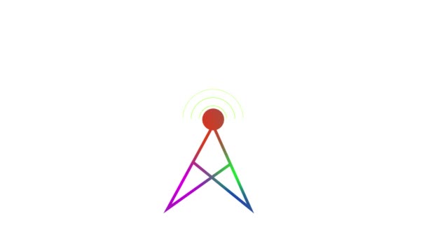 Glowing Radio Tower Icon Animated White Color Background — Stock Video