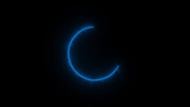 Świecąca Neonowa Linia Okrągłej Ścieżce Wokół Dużej Ikony Animowanej Czarnym — Wideo stockowe