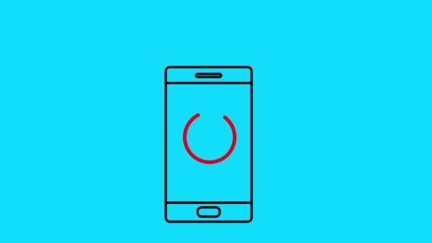 Smartphone Con Icono Carga Actualización Animado Fondo Color — Vídeos de Stock