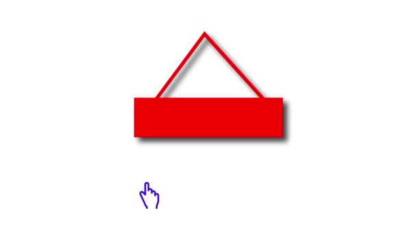 白い背景にアニメーション化されたカーソルアイコンを指す赤いウェルカムサイン — ストック動画
