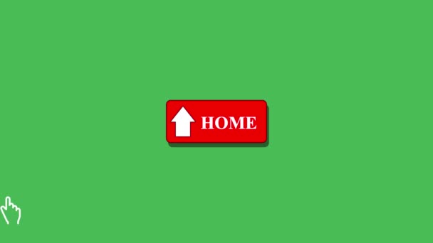 Rote Home Taste Mit Weißem Pfeil Symbol Animiert Auf Grünem — Stockvideo