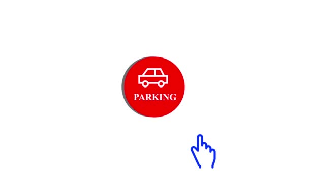 Czerwono Biały Znak Parkingowy Ikoną Samochodu Animowanego Równym Tle — Wideo stockowe