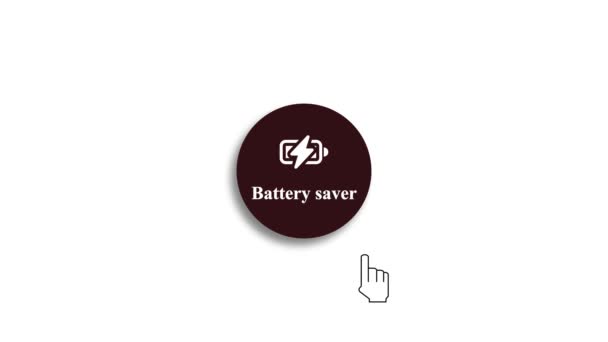 Animated Battery Saver Icon Clean White Background — Stock Video