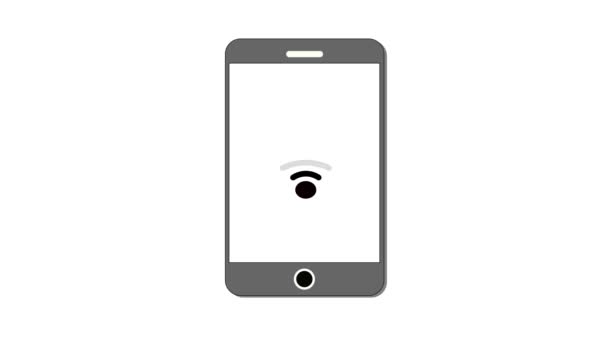 Smartphone Con Icono Señal Pantalla Aislada Sobre Fondo Blanco Animado — Vídeos de Stock