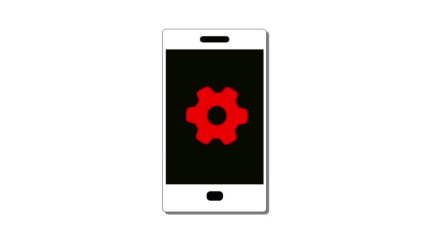 Smartphone Com Configurações Ícone Tela Isolado Fundo Branco Animado — Vídeo de Stock