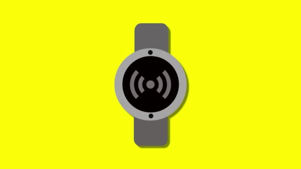 Kablosuz Sembol Simgesine Sahip Akıllı Seğirme Sarı Arkaplan Karşısında Ekranda — Stok video