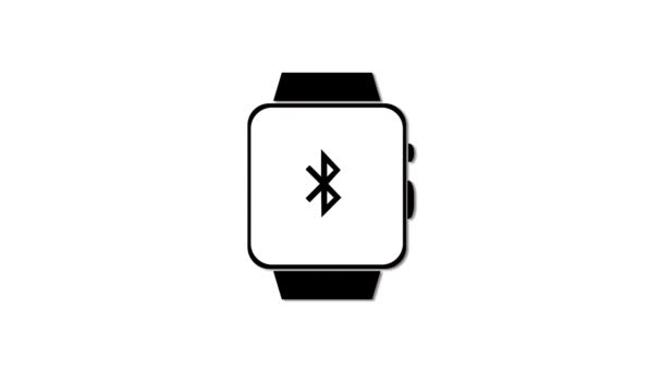 Smartwatch Avec Symbole Bluetooth Sur Icône Écran Animé Sur Fond — Video