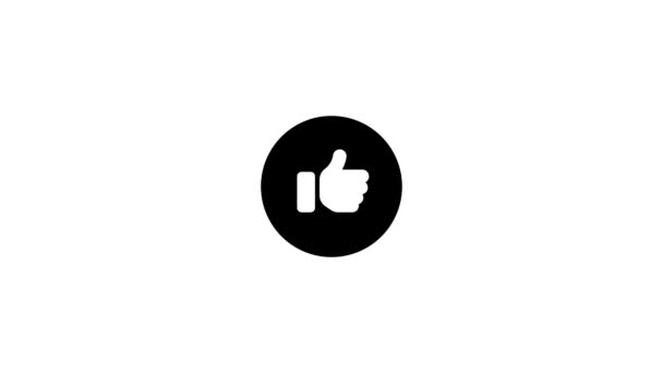 Icono Minimalista Blanco Negro Como Botón Animado Sobre Fondo Liso — Vídeo de stock