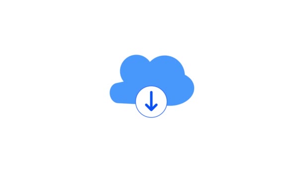 Μπλε Εικονίδιο Σύννεφο Προς Κάτω Βέλος Που Αντιπροσωπεύει Σύννεφο Λήψη — Αρχείο Βίντεο