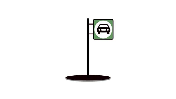 Minimalistyczna Ikona Znaku Stopu Samochodu Animowana Białym Tle — Wideo stockowe