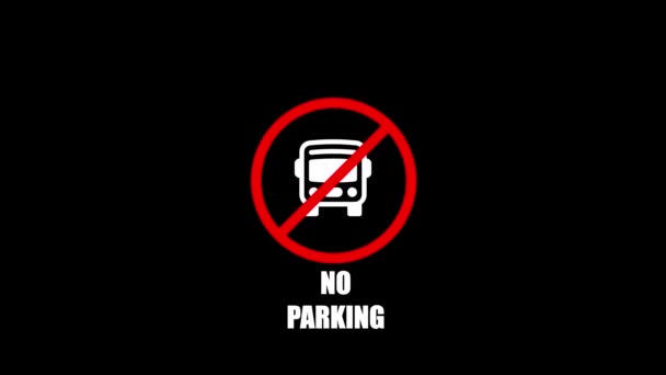 Анимированный Знак Парковки Красным Символом Запрета Силуэт Автомобиля Черном Фоне — стоковое видео