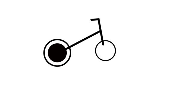 Μινιμαλιστικό Ασπρόμαυρο Σχέδιο Γραμμής Ενός Εικονιδίου Ποδηλάτου Κινούμενο Απλό Φόντο — Αρχείο Βίντεο