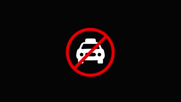 在黑色背景上动画禁止停车图标 — 图库视频影像