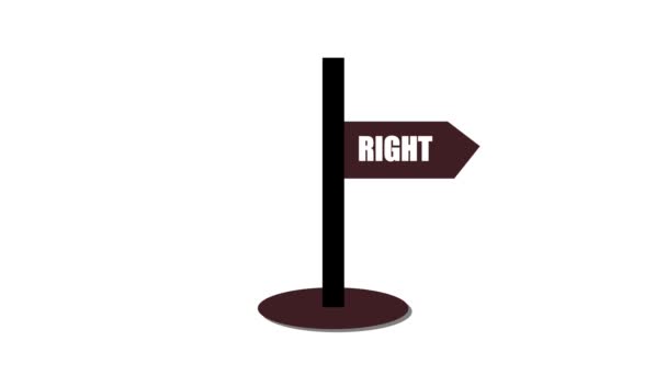 シンプルな背景に左と右のアイコンを指す矢印でアニメーションされた方向のサイン — ストック動画