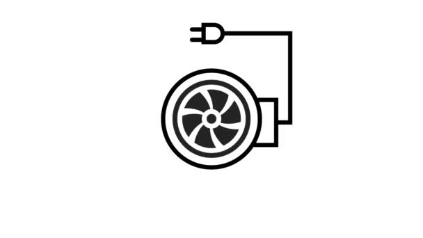 Icona Animata Bianco Nero Una Spina Ruota Ricarica Auto Elettriche — Video Stock