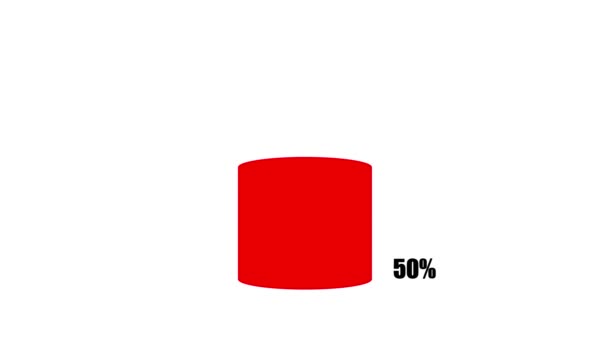 Red Cylindrical Bar Graph Animated White Background — วีดีโอสต็อก