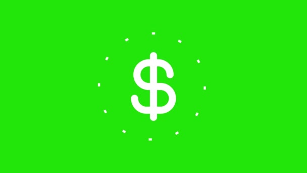 Bright Dollar Sign Animated Vibrant Green Background — стокове відео