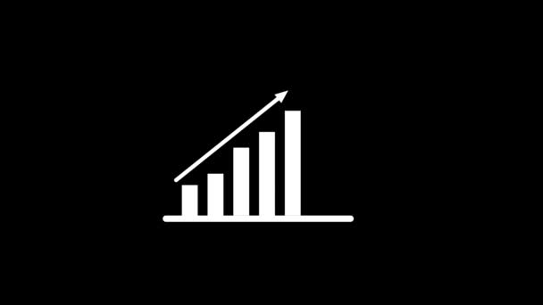 Black Background White Animated Descending Bar Graph Minimalist Financial Concept — 图库视频影像