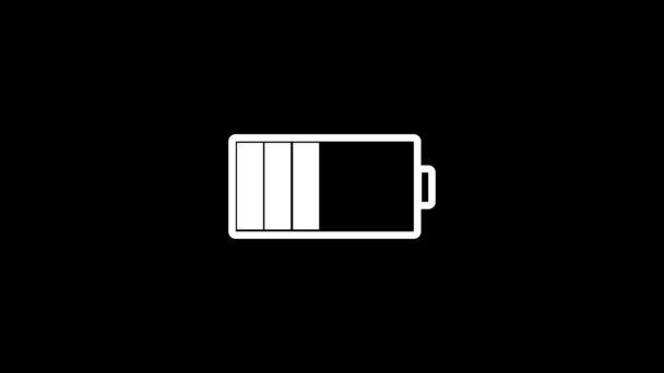 Battery Icon Full Charge Animated Black Background — стокове відео