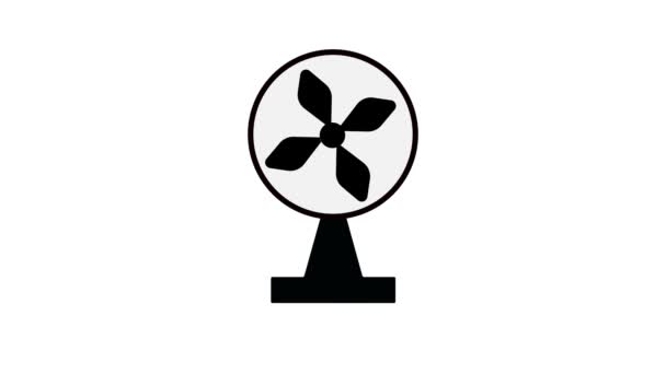 Table Fan Icon Animated White Background — ストック動画