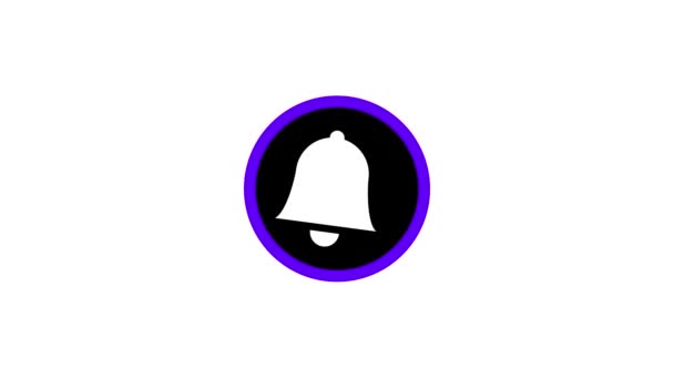 Bell Icon Purple Circle Animated White Background — 图库视频影像