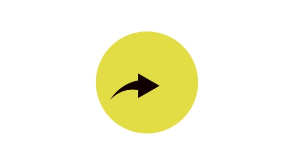 Flecha Color Negro Marca Lado Derecho Sobre Fondo Amarillo — Vídeos de Stock