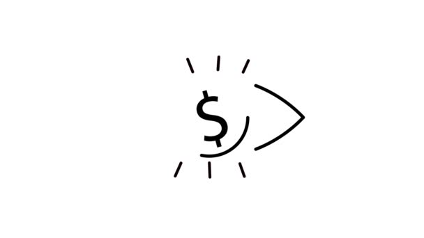 Иконка Доллара Анимированный Черный Цвет Белом Фоне — стоковое видео