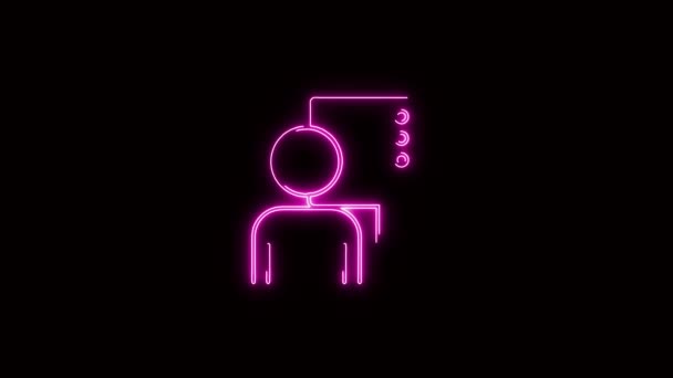 Barevný Neonový Řádek Muž Ikona Animovaná Černém Pozadí — Stock video